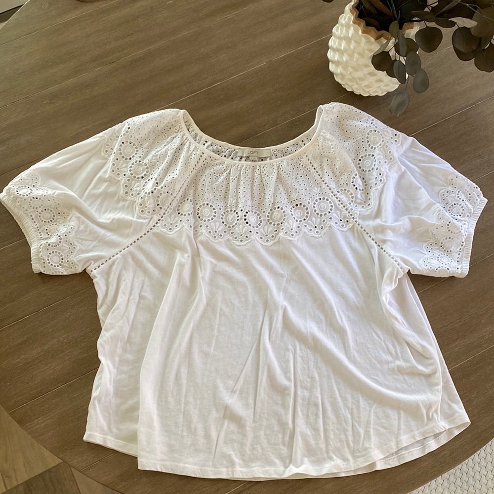 LOFT Lace Detail Flowy Tee